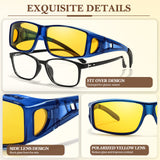 2PCS Night Driving Glasses Night Vision Glasses Fit Over Wrap Around Anti Glare Polarized Glasses for Men Women