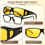 2PCS Night Driving Glasses Night Vision Glasses Fit Over Wrap Around Anti Glare Polarized Glasses for Men Women