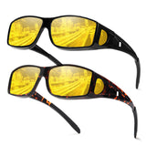 2PCS Night Driving Glasses Night Vision Glasses Fit Over Wrap Around Anti Glare Polarized Glasses for Men Women