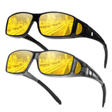 2PCS Night Driving Glasses Night Vision Glasses Fit Over Wrap Around Anti Glare Polarized Glasses for Men Women