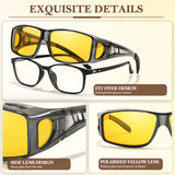 2PCS Night Driving Glasses Night Vision Glasses Fit Over Wrap Around Anti Glare Polarized Glasses for Men Women