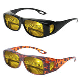 2PCS Night Driving Glasses Night Vision Glasses Fit Over Wrap Around Polarized Anti Glare Glasses for Men Women