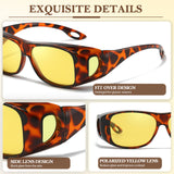 2PCS Night Driving Glasses Night Vision Glasses Fit Over Wrap Around Polarized Anti Glare Glasses for Men Women