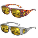 2PCS Night Driving Glasses Night Vision Glasses Fit Over Wrap Around Polarized Anti Glare Glasses for Men Women