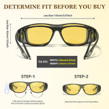 2PCS Night Driving Glasses Night Vision Glasses Fit Over Wrap Around Polarized Anti Glare Glasses for Men Women