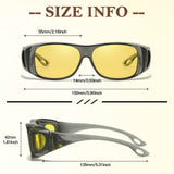 2PCS Night Driving Glasses Night Vision Glasses Fit Over Wrap Around Polarized Anti Glare Glasses for Men Women
