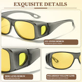 2PCS Night Driving Glasses Night Vision Glasses Fit Over Wrap Around Polarized Anti Glare Glasses for Men Women