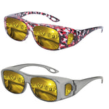 2PCS Night Driving Glasses Night Vision Glasses Fit Over Wrap Around Polarized Anti Glare Glasses for Men Women