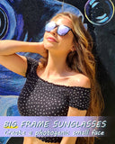 Myiaur Polarized Sunglasses for Women, Square Mirrored Trendy Shades with UV Protection Reduce Glare Sun Glasses
