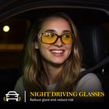 Night Driving Glasses for Women Night Vision Glasses Anti-Glare Trendy Wrap Around Polarized for Driving Nighttime