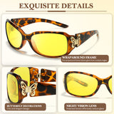 Night Driving Glasses for Women Night Vision Glasses Anti-Glare Trendy Wrap Around Polarized for Driving Nighttime