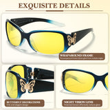 Night Driving Glasses for Women Night Vision Glasses Anti-Glare Trendy Wrap Around Polarized for Driving Nighttime