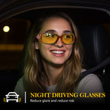 Night Driving Glasses for Women Night Vision Glasses Anti-Glare Trendy Wrap Around Polarized for Driving Nighttime