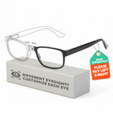 Split-Frame Reading Glasses for Women Men|Custom Left & Right Eye Powers (1.0-4.0)| Rectangular Blue Light Blocking Glasses