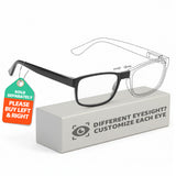 Split-Frame Reading Glasses for Women Men|Custom Left & Right Eye Powers (1.0-4.0)| Rectangular Blue Light Blocking Glasses