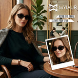 Myiaur Retro Oval Sunglasses for Women, Premium Acetate Trendy Designer Sun Glasses, Polarized UV400 Protection Lens