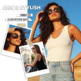 Myiaur Acetate Square Sunglasses for Women,Polarized UV400 Protection,Trendy Designer Sun Glasses
