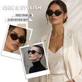 Myiaur Retro Oval Sunglasses for Women, Premium Acetate Trendy Designer Sun Glasses, Polarized UV400 Protection Lens