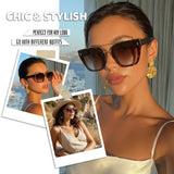 Myiaur Premium Acetate Sunglasses for Women Men, UV400 Protection & Polarized Anti Glare, Fashion Retro Square Frame