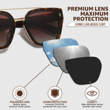 Myiaur Premium Acetate Sunglasses for Women Men, UV400 Protection & Polarized Anti Glare, Fashion Retro Square Frame