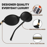 Myiaur Retro Oval Sunglasses for Women, Premium Acetate Trendy Designer Sun Glasses, Polarized UV400 Protection Lens
