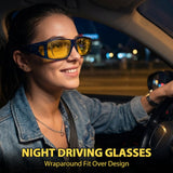 Myiaur Night Driving Glasses for Men, Polarized Anti Glare Yellow Lens Night Vision Glasses