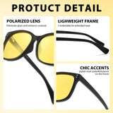 Myiaur Polarized Night Vision Glasses for Women, Anti Glare Yellow Lens Night Driving Glasses for Nighttime UV400 Protection