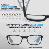 Split-Frame Reading Glasses for Women Men|Custom Left & Right Eye Powers (1.0-4.0)| Rectangular Blue Light Blocking Glasses