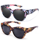 Myiaur Polarized Fit Over Glasses Sunglasses for Women, Oversize Wearover Sunglasses UV400 Protection for Driving（2 Packs）