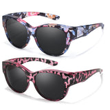 Myiaur Polarized Fit Over Glasses Sunglasses for Women, Oversize Wearover Sunglasses UV400 Protection for Driving（2 Packs）