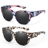 Myiaur Polarized Fit Over Glasses Sunglasses for Women, Oversize Wearover Sunglasses UV400 Protection for Driving（2 Packs）
