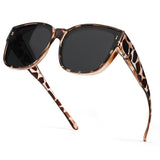 Myiaur Polarized Fit Over Sunglasses for Women UV400 Whitetortoise