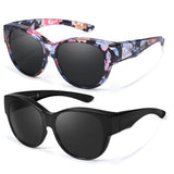 Myiaur Polarized Fit Over Glasses Sunglasses for Women, Oversize Wearover Sunglasses UV400 Protection for Driving（2 Packs）