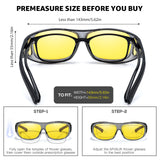 Myiaur Night Vision Glasses for Men Women, Polarized Fit Over Wrap Around Driving Glasses, Anti Glare and UV400 Protection
