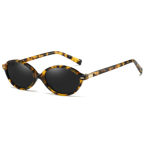 Myiaur Retro Oval Sunglasses for Women, Premium Acetate Trendy Designer Sun Glasses, Polarized UV400 Protection Lens
