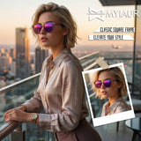 Myiaur Acetate Square Sunglasses for Women,Polarized UV400 Protection,Trendy Designer Sun Glasses