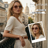 Myiaur Premium Acetate Sunglasses for Women Men, UV400 Protection & Polarized Anti Glare, Fashion Retro Square Frame