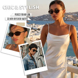 Myiaur Retro Oval Sunglasses for Women, Premium Acetate Trendy Designer Sun Glasses, Polarized UV400 Protection Lens
