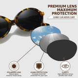 Myiaur Retro Oval Sunglasses for Women, Premium Acetate Trendy Designer Sun Glasses, Polarized UV400 Protection Lens
