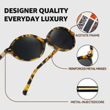 Myiaur Retro Oval Sunglasses for Women, Premium Acetate Trendy Designer Sun Glasses, Polarized UV400 Protection Lens