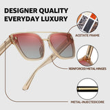 Myiaur Premium Acetate Sunglasses for Women Men, UV400 Protection & Polarized Anti Glare, Fashion Retro Square Frame
