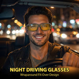 Myiaur Night Driving Glasses for Men, Polarized Anti Glare Yellow Lens Night Vision Glasses