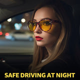 Myiaur Night Vision Driving Glasses for Women, Polarized Anti Glare Yellow Lens Glasses for Nighttime, UV400 Protection