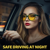 Myiaur Night Vision Driving Glasses for Women, Polarized Anti Glare Yellow Lens Glasses for Nighttime, UV400 Protection