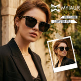 Myiaur Premium Acetate Sunglasses for Women Men, UV400 Protection & Polarized Anti Glare, Fashion Retro Square Frame