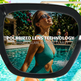 Myiaur Premium Acetate Sunglasses for Women Men, UV400 Protection & Polarized Anti Glare, Fashion Retro Square Frame
