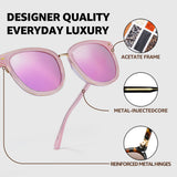 Myiaur Acetate Square Sunglasses for Women,Polarized UV400 Protection,Trendy Designer Sun Glasses