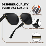 Myiaur Premium Acetate Sunglasses for Women Men, UV400 Protection & Polarized Anti Glare, Fashion Retro Square Frame