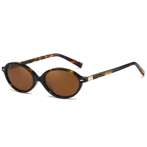 Myiaur Retro Oval Sunglasses for Women, Premium Acetate Trendy Designer Sun Glasses, Polarized UV400 Protection Lens