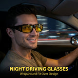 Myiaur Night Driving Glasses for Men, Polarized Anti Glare Yellow Lens Night Vision Glasses